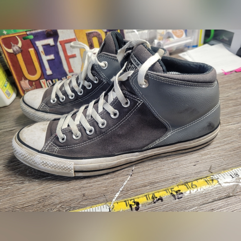 Converse ALL STAR HI TOP CANVAS & Leather SNEAKERS MEN’S‎ SMOKED NAVY Size 10.5 - Picture 4 of 9